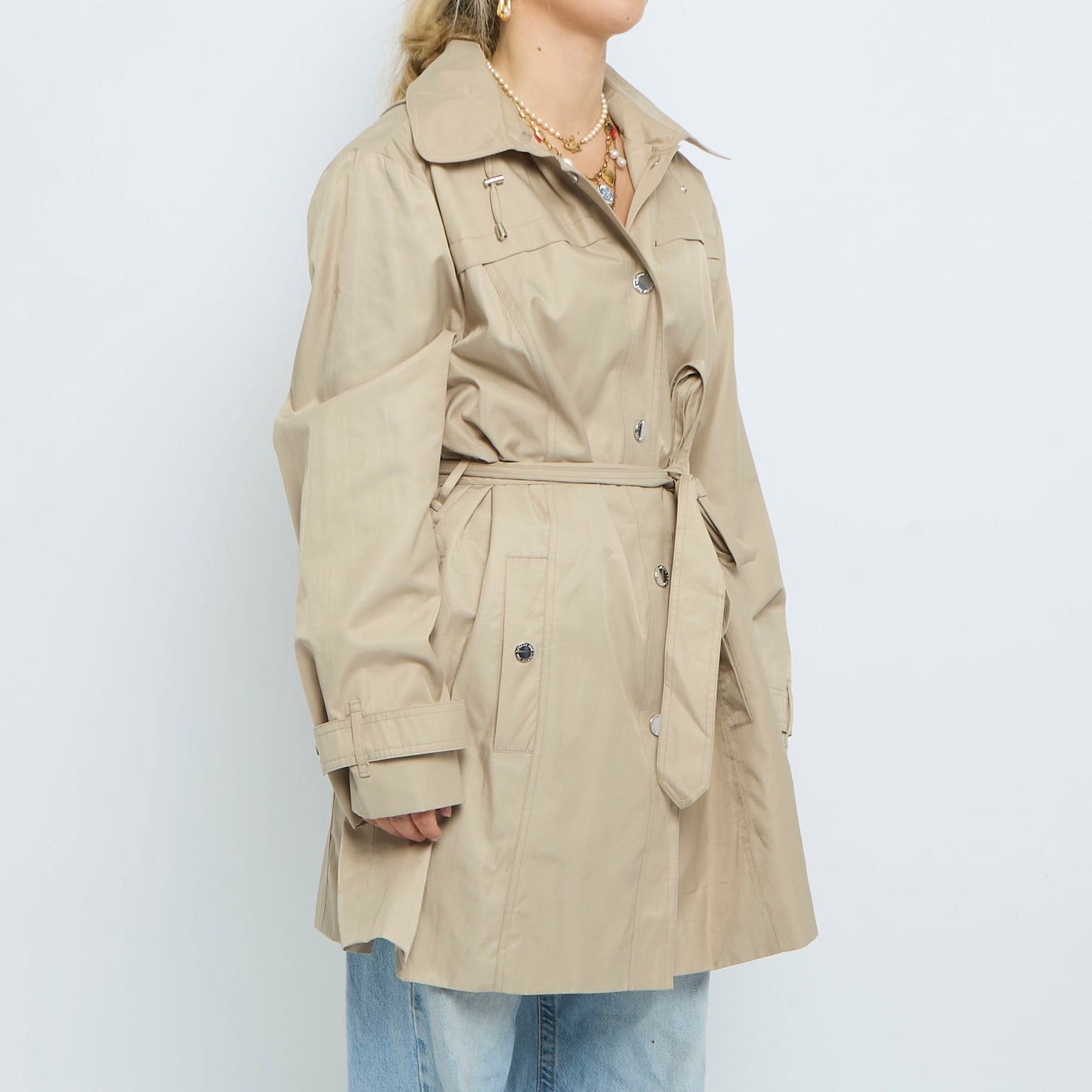 Button  Belted Trench Coat - UK 10