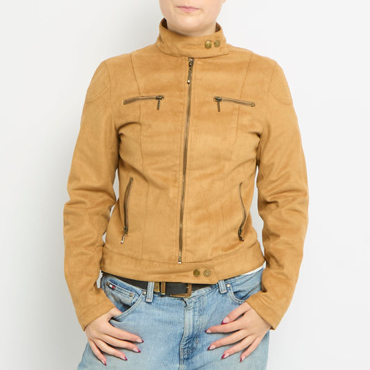 Suede Zip Up Shirt Jacket - UK 10