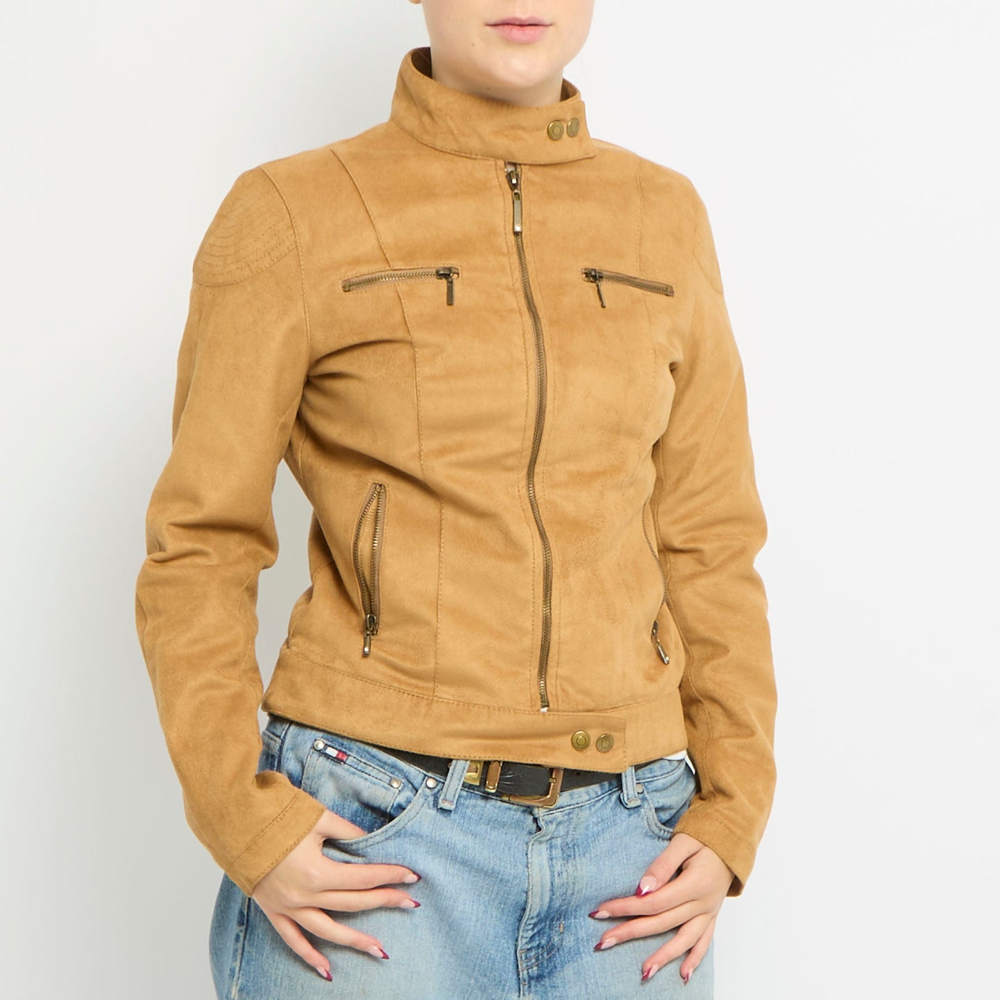 Suede Zip Up Shirt Jacket - UK 10