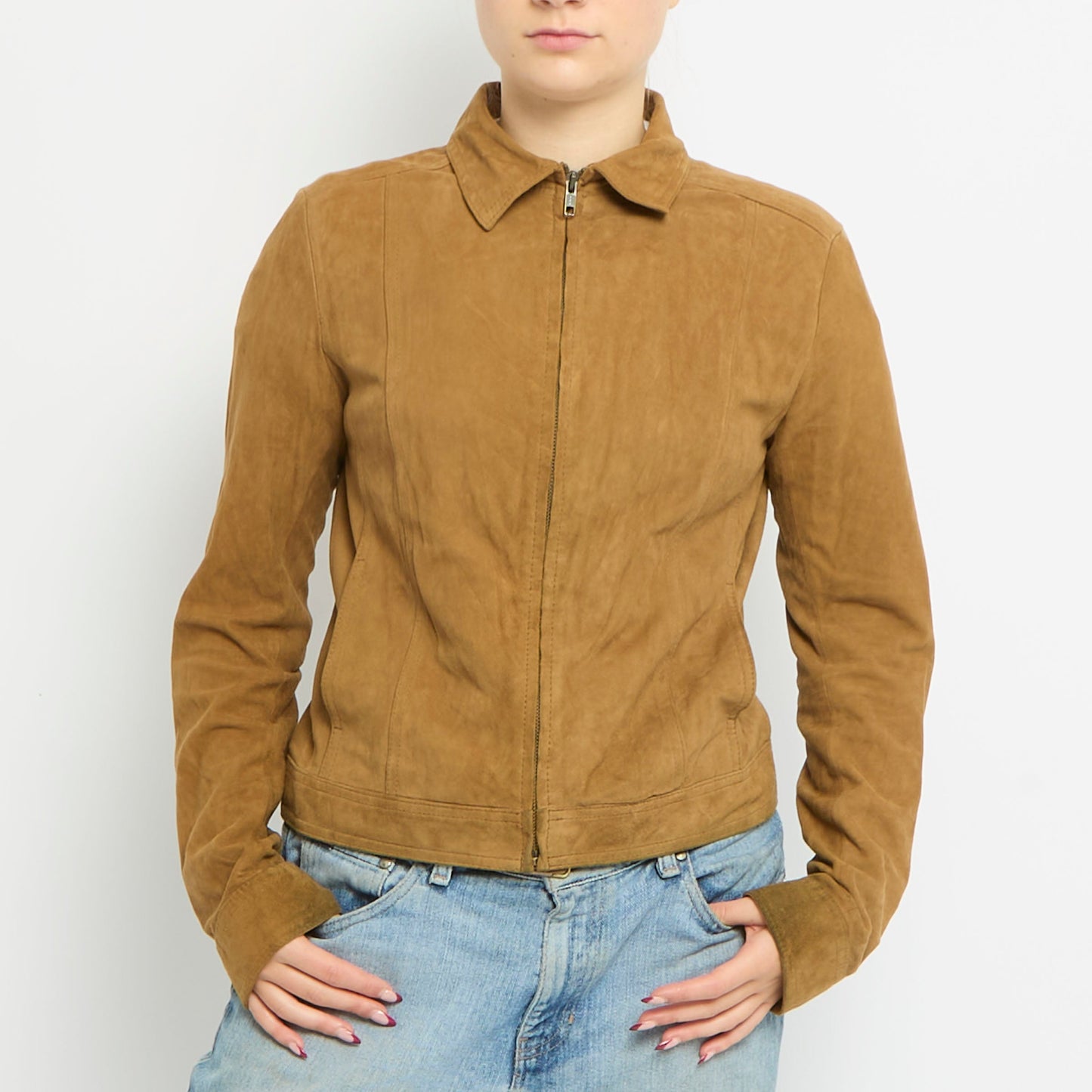 Suede Zip Up Shirt Jacket - UK 10