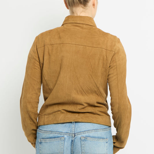 Suede Zip Up Shirt Jacket - UK 10