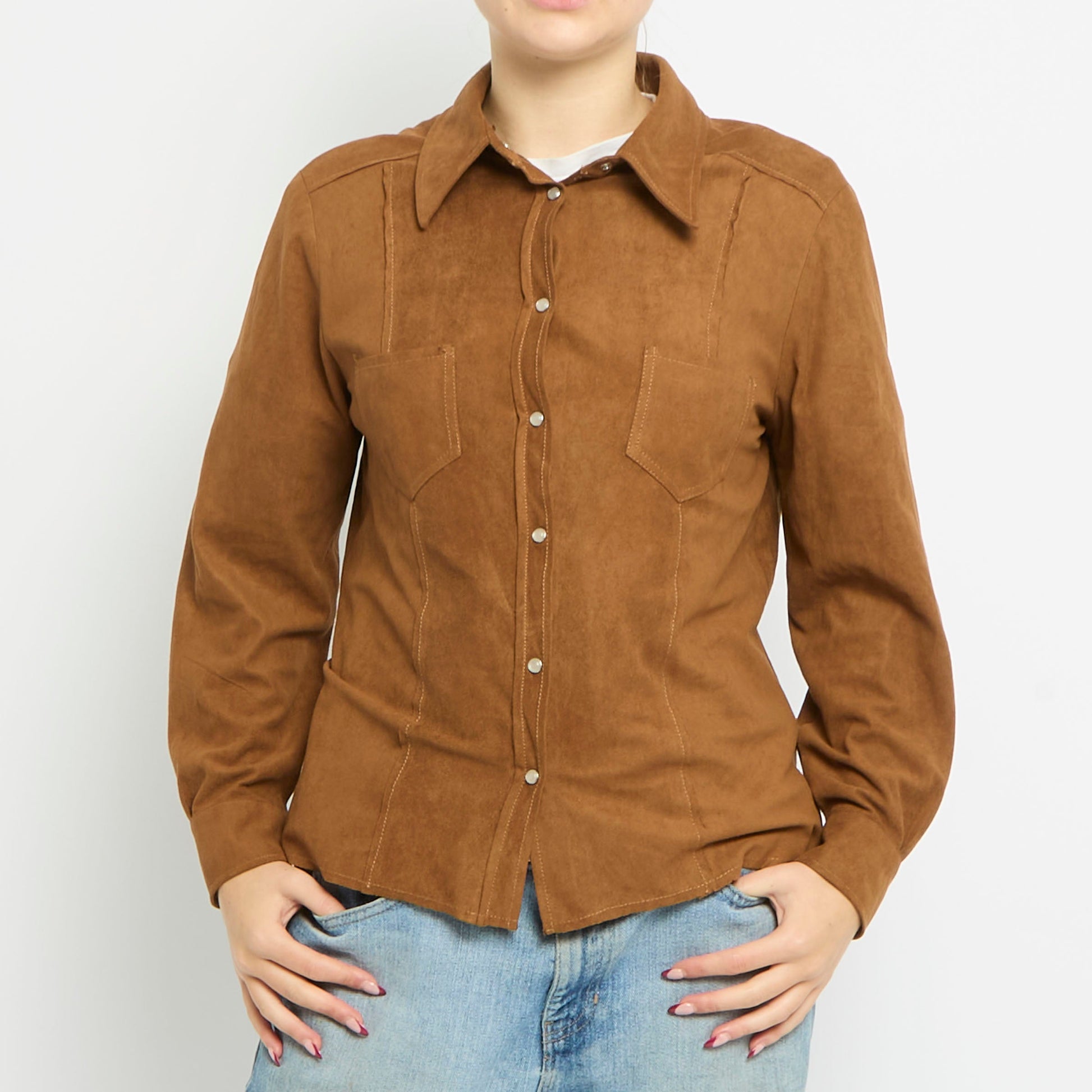 Suede Zip Up Shirt Jacket - UK 10