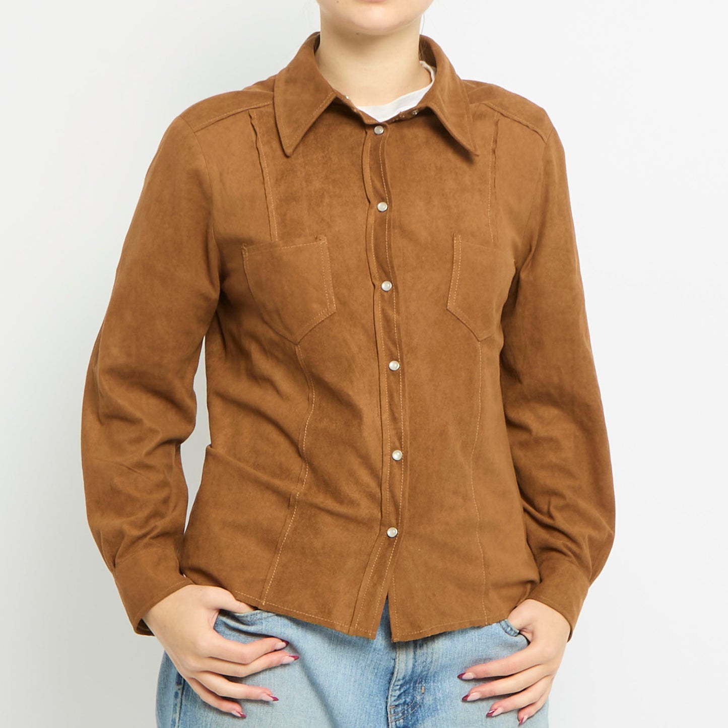 Suede Zip Up Shirt Jacket - UK 10