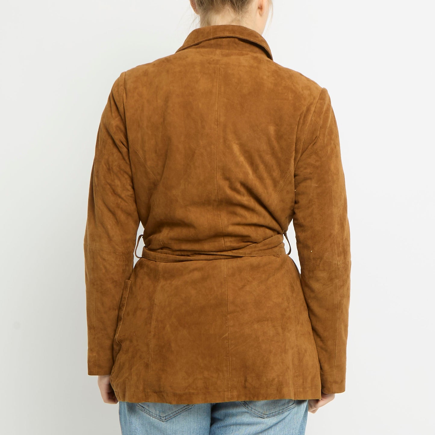 Suede Button Belted Jacket - UK 10