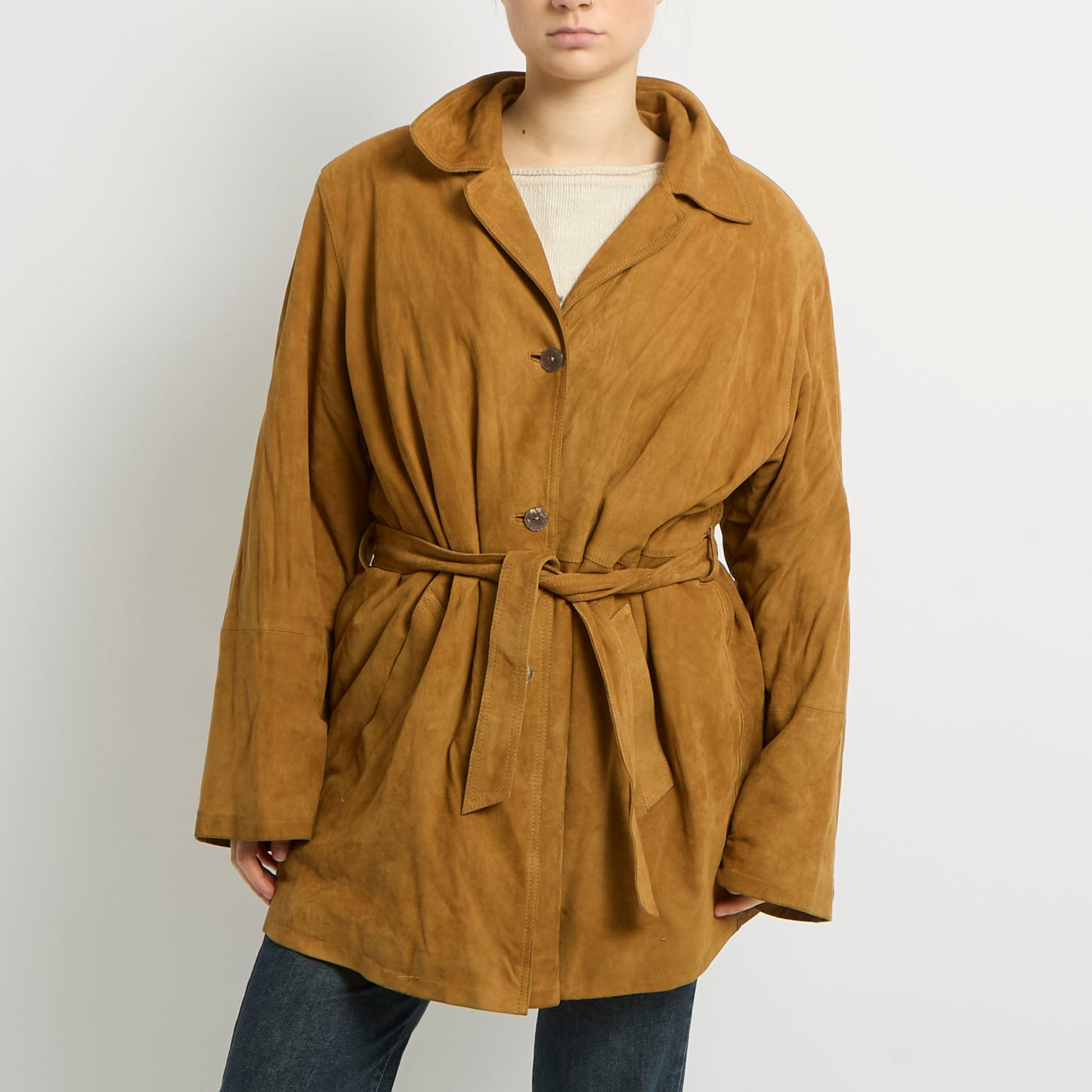 Suede Padded Long Jacket - UK 10