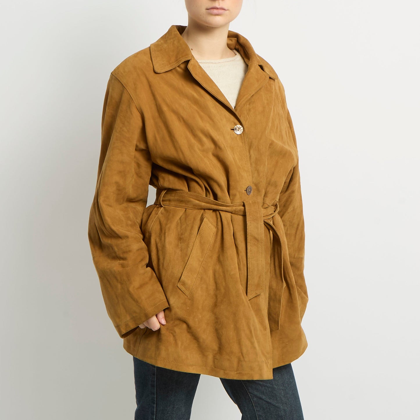 Suede Padded Long Jacket - UK 10