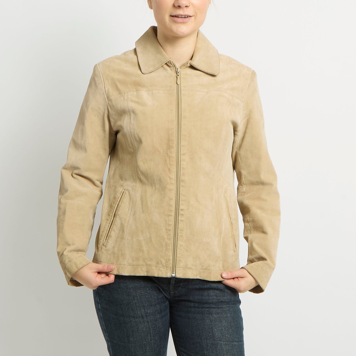 Suede Zip Detail Shirt Jacket - UK 10