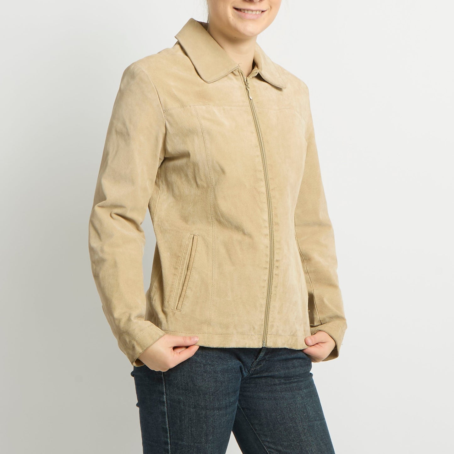 Suede Zip Detail Shirt Jacket - UK 10