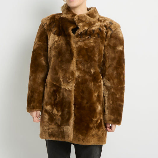 Long Faux Fur Jacket - UK 10