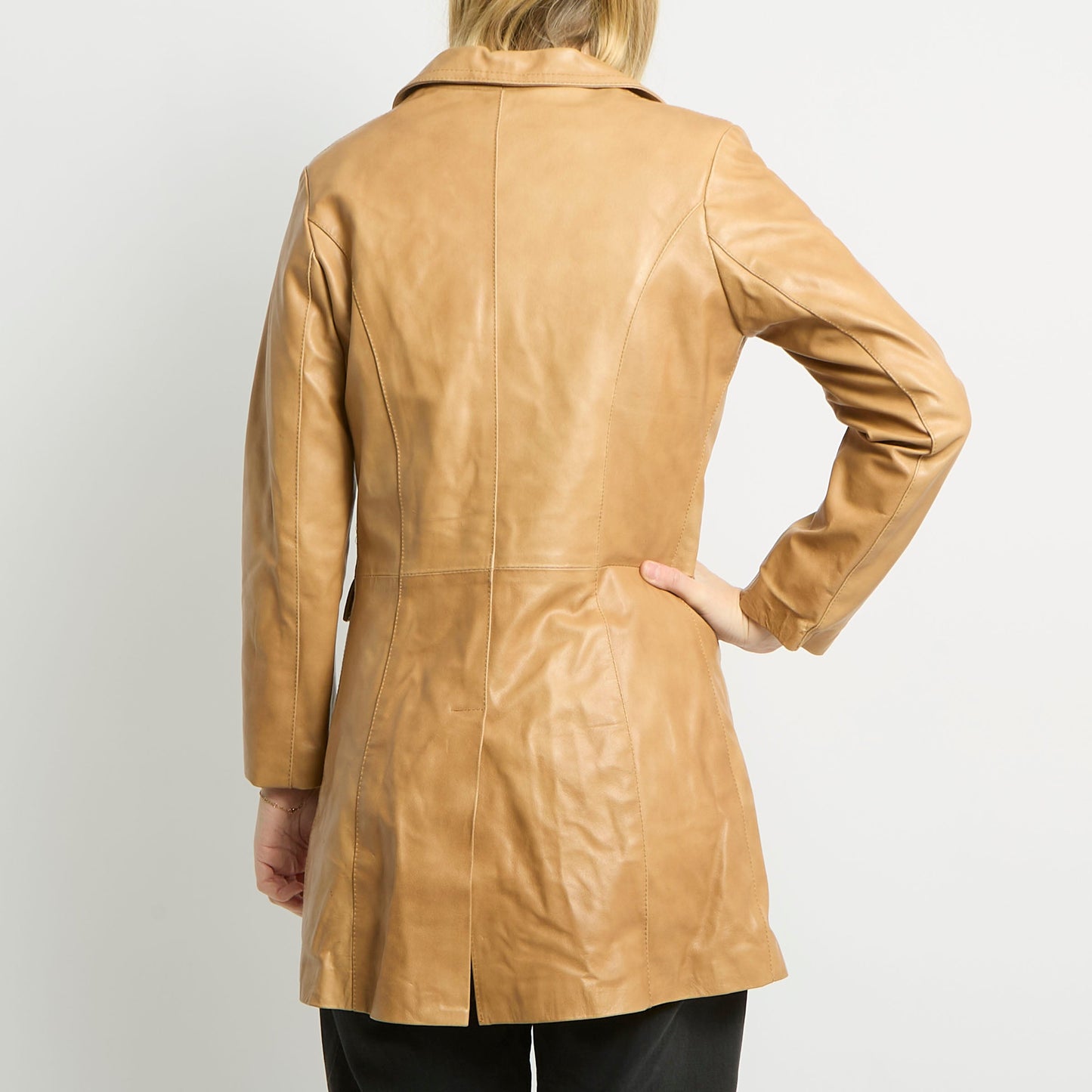 Leather Long Blazer Jacket - UK 10