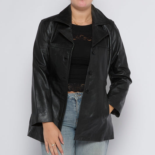 Zip Up Leather Jacket - UK 10