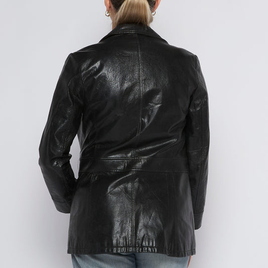 Long Shirt Style Leather Jacket - UK 10