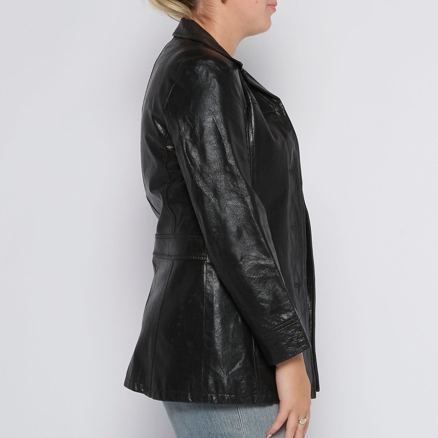 Long Shirt Style Leather Jacket - UK 10