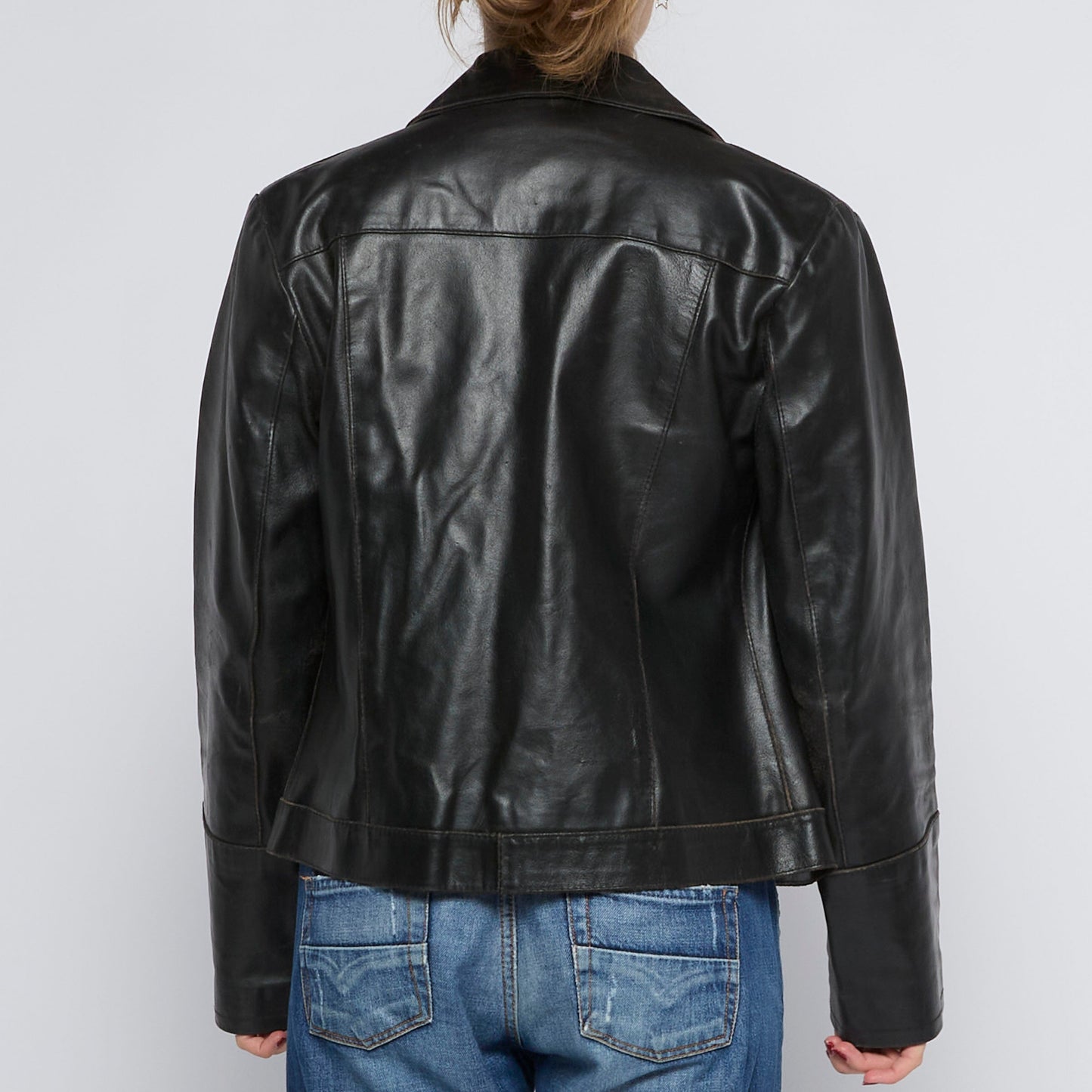 Leather Zip  Jacket - UK 10