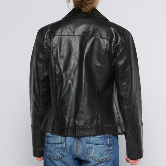 Leather Zip  Jacket - UK 10