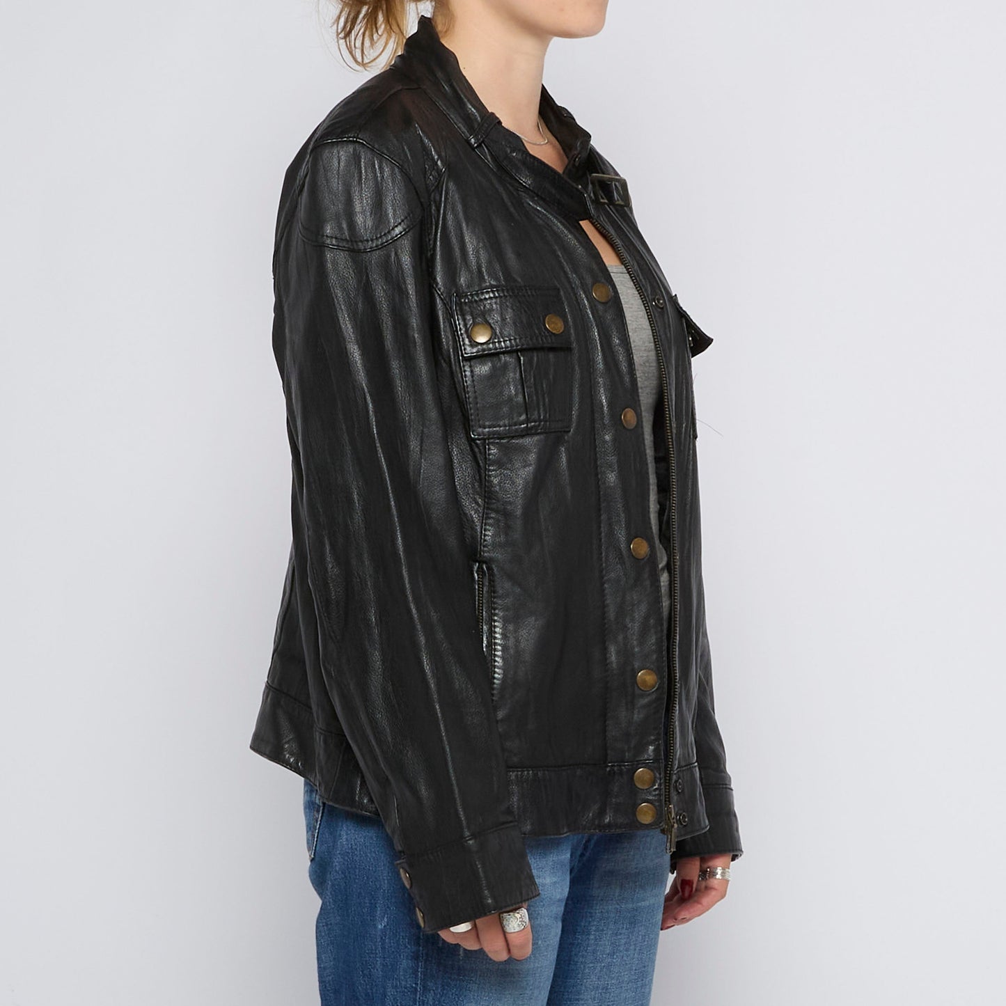 Pocket  Leather Jacket - UK 10