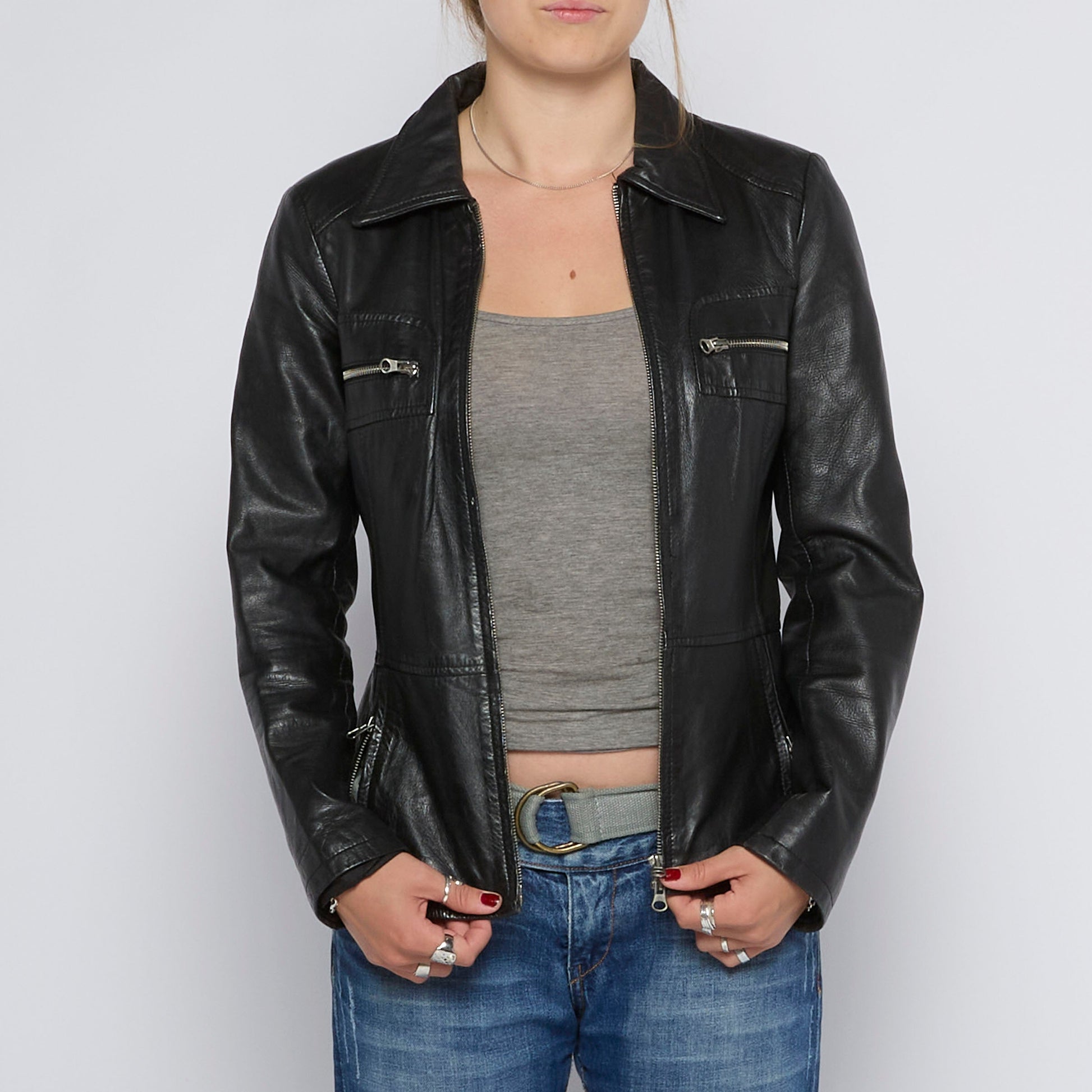 Full Zip Leather Jacket - UK 10