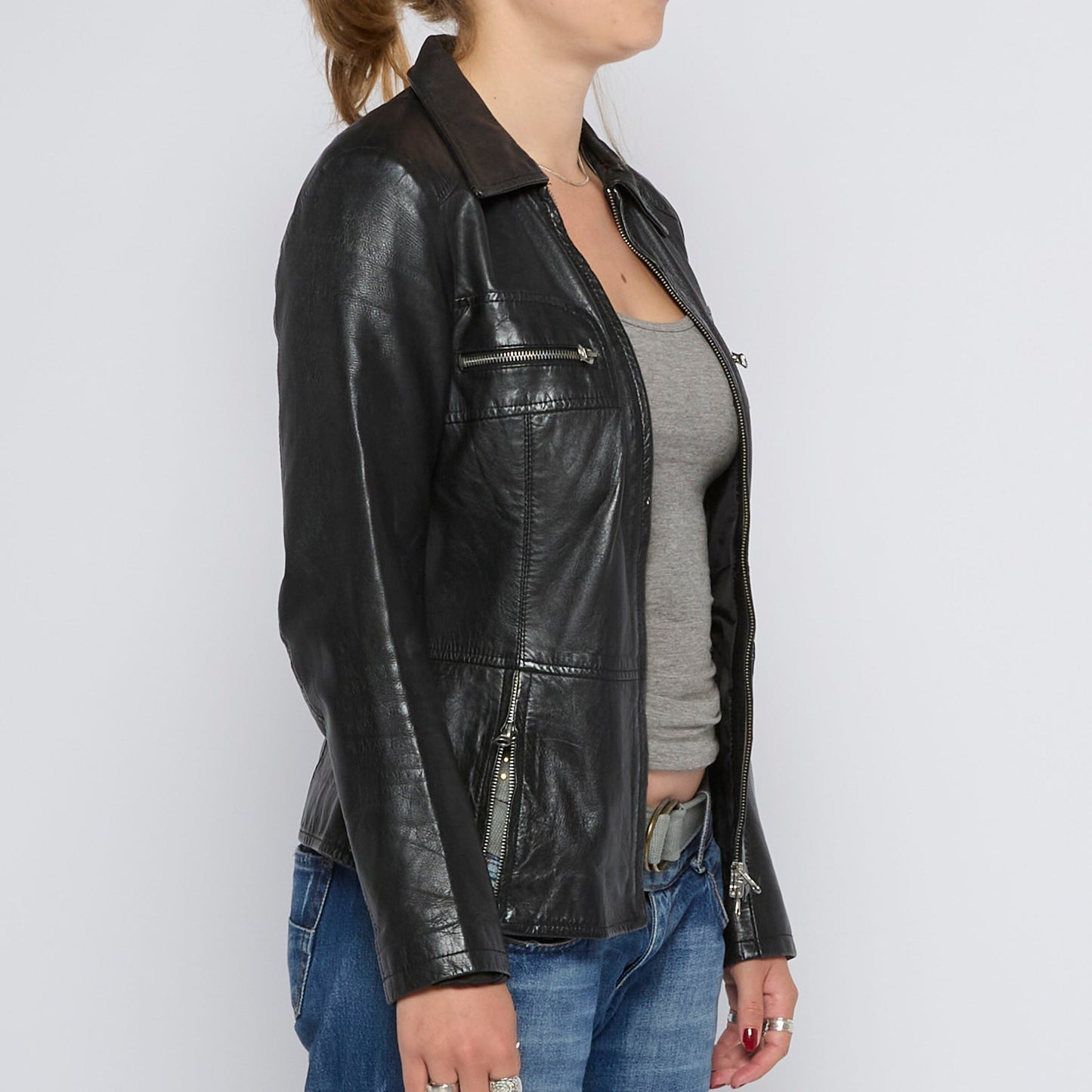 Full Zip Leather Jacket - UK 10