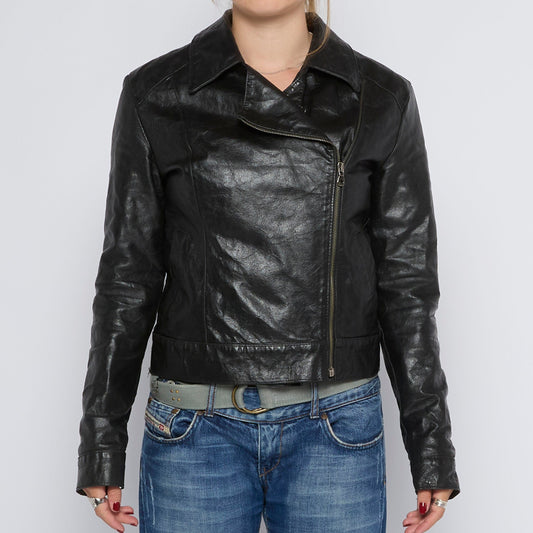 Single Breasted Leather Jacket - UK 10