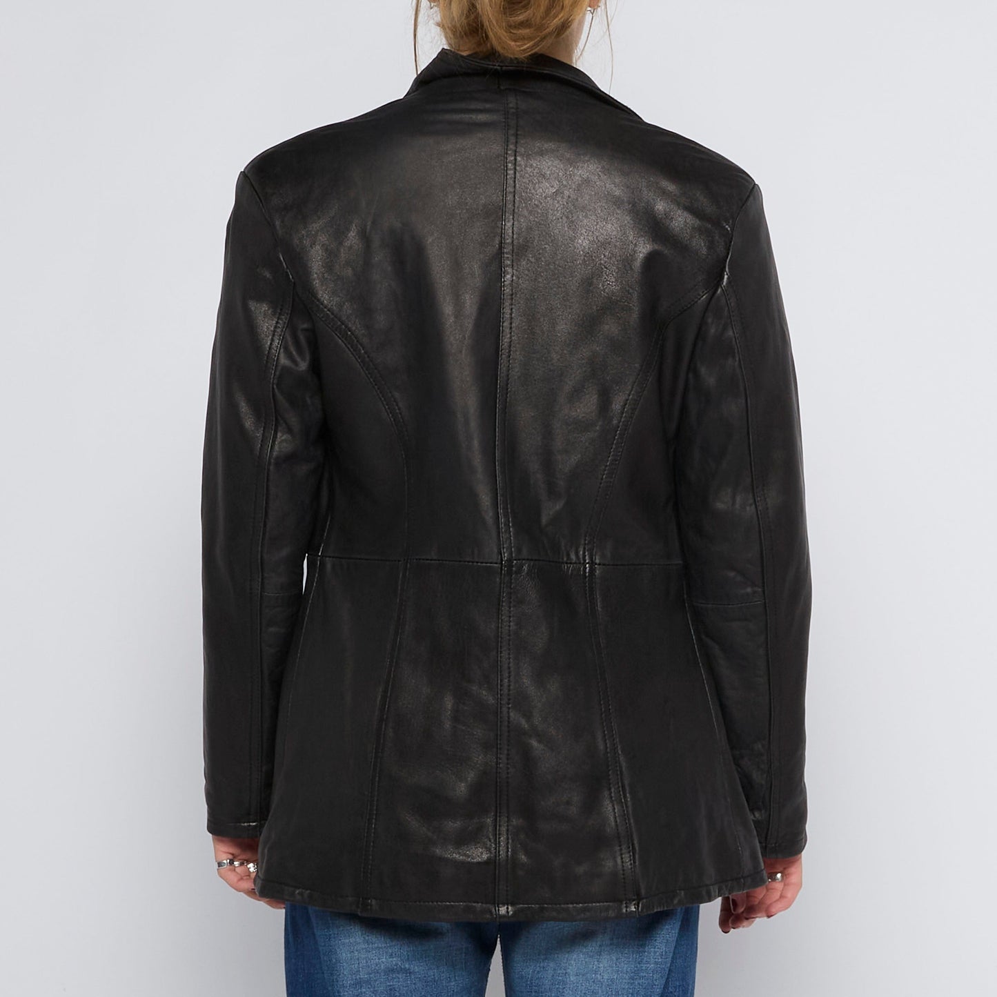 Blazer Style Long Leather Jacket - UK 10