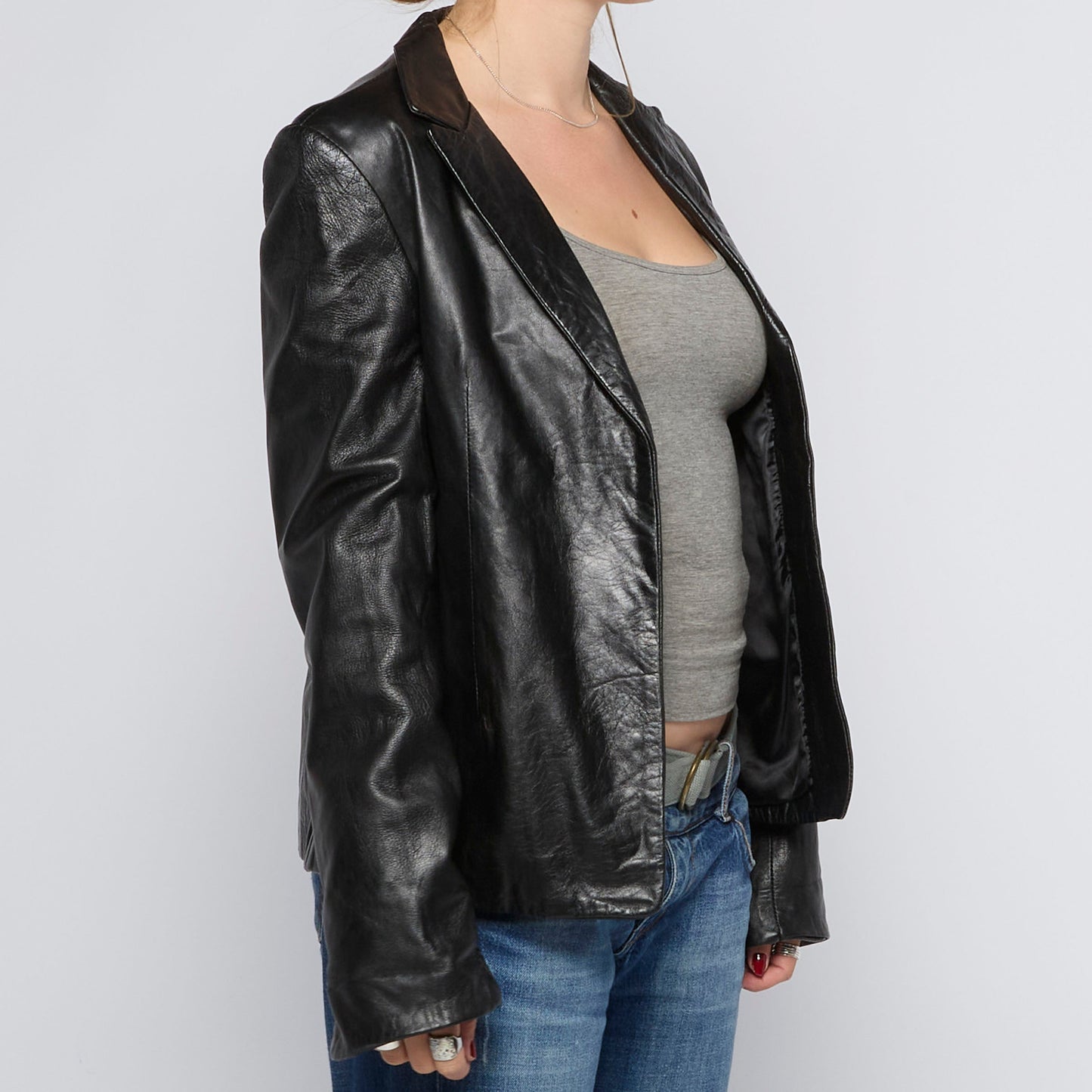 Single Breasted Leather Jacket - UK 10