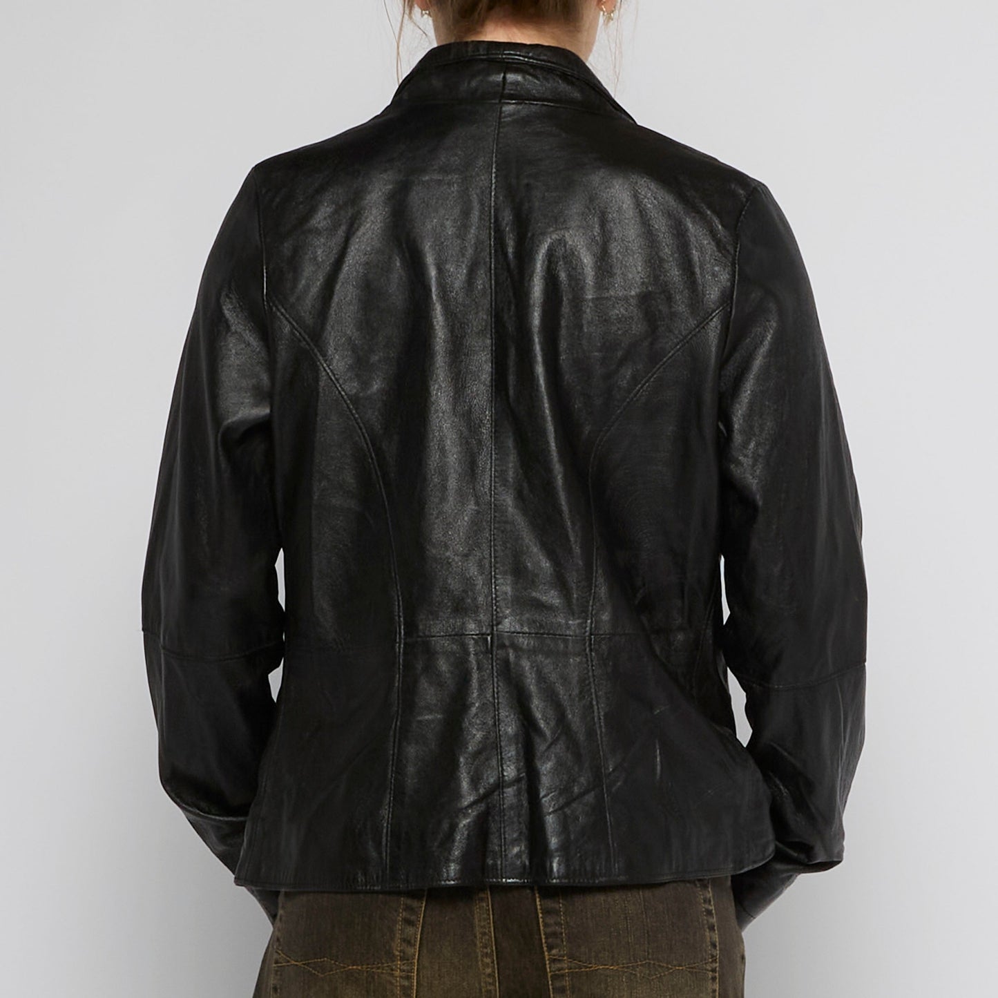 Biker Style Leather Jacket - UK 10