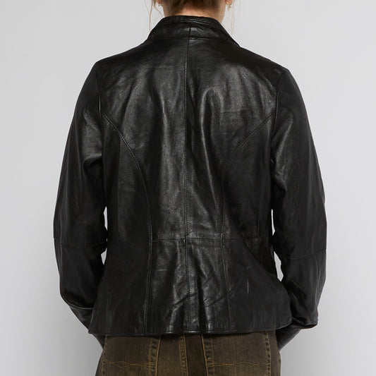 Biker Style Leather Jacket - UK 10