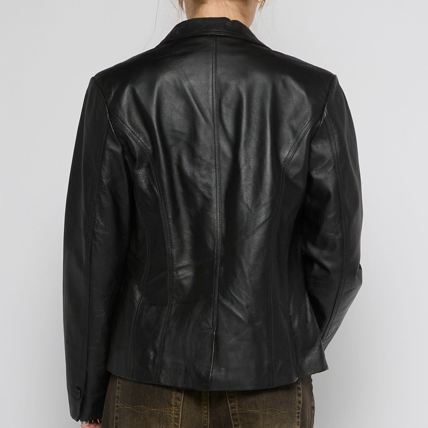 Single Breasted Leather Jacket - UK 10