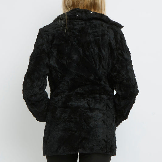 Faux Fur Double Breasted Jacket - UK 10