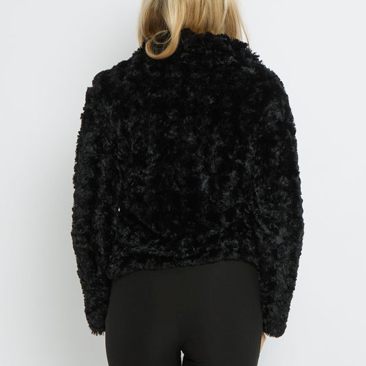 Faux Fur Two Button Jacket- UK 10