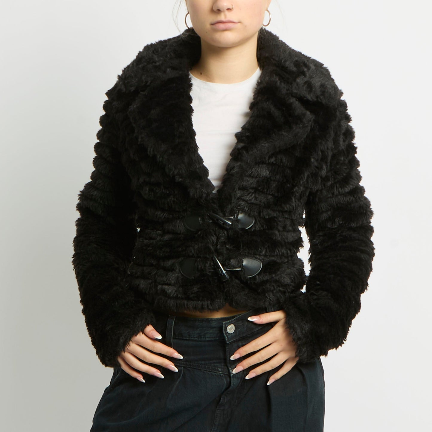 Duffle Detail Faux Fur Jacket - UK 10