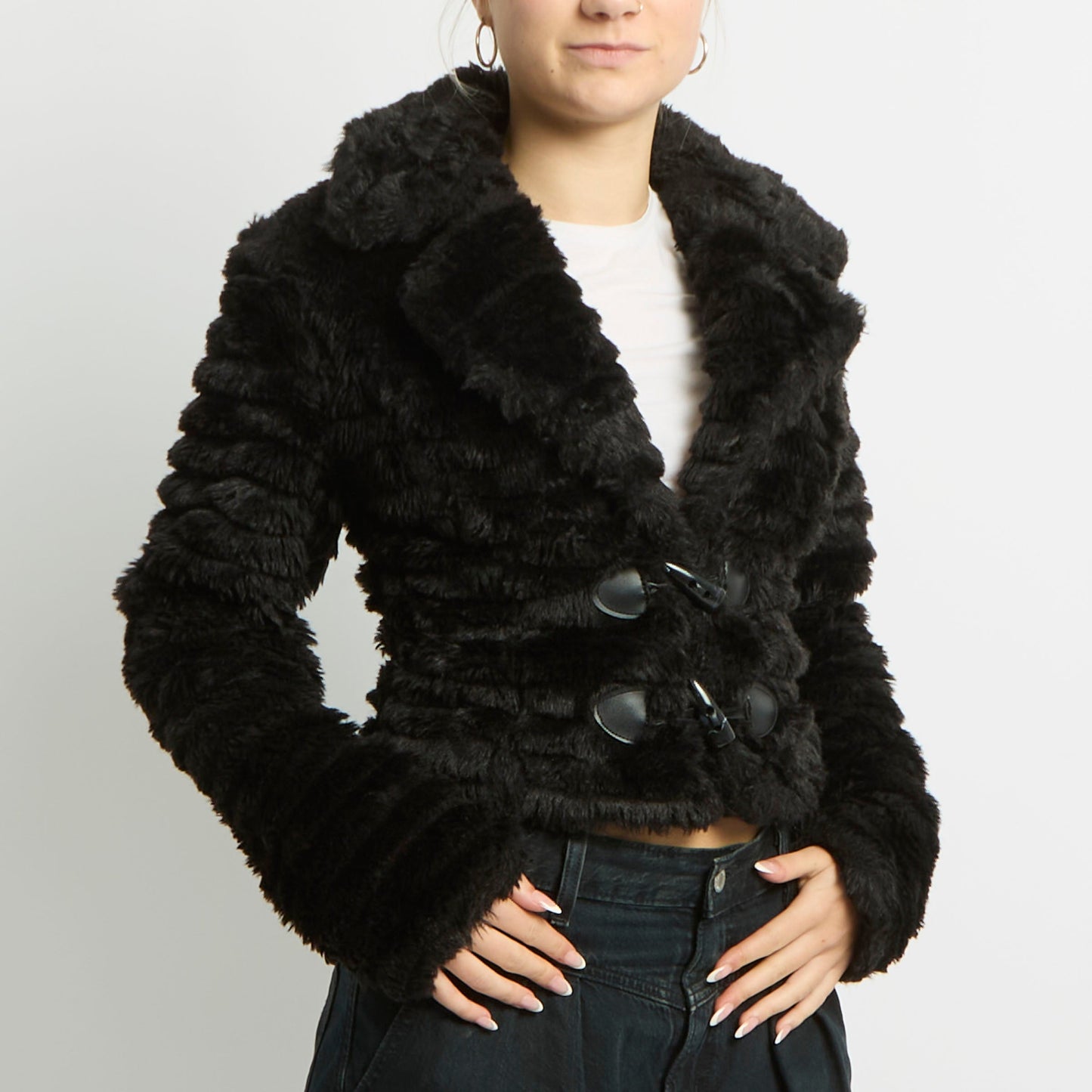 Duffle Detail Faux Fur Jacket - UK 10