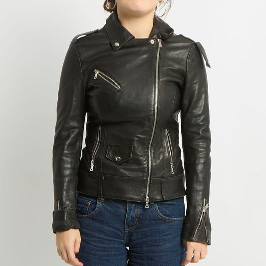 Leather Duo Zip Jacket - UK 10