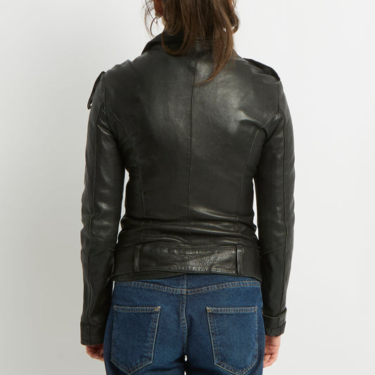 Leather Duo Zip Jacket - UK 10