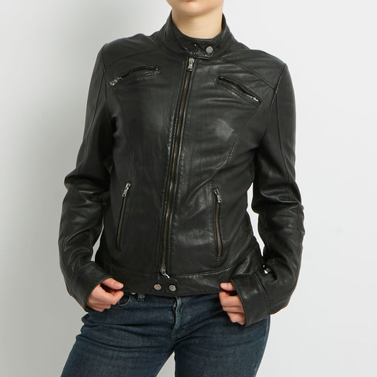 Faux Fur Biker Jacket - UK 10