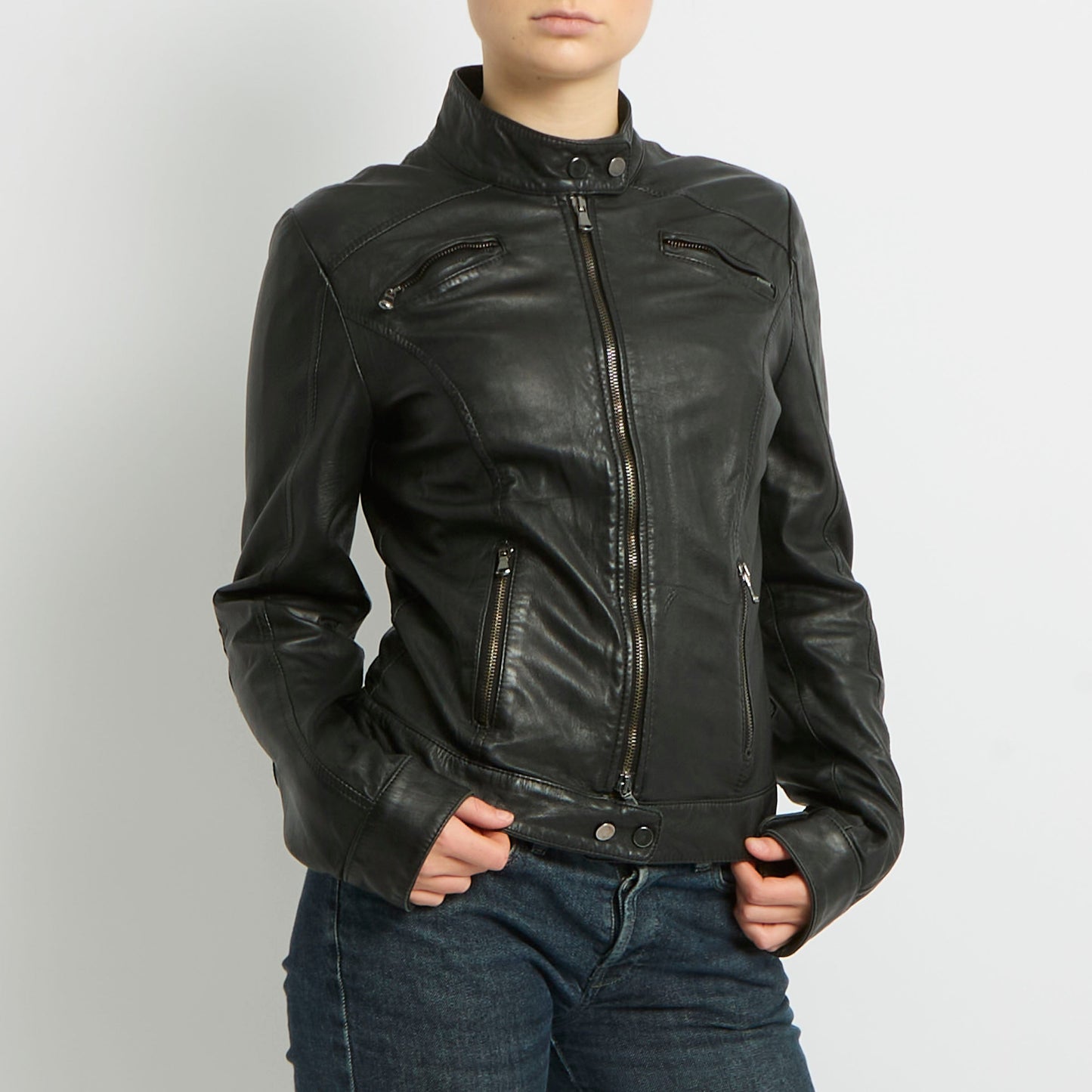 Faux Fur Biker Jacket - UK 10