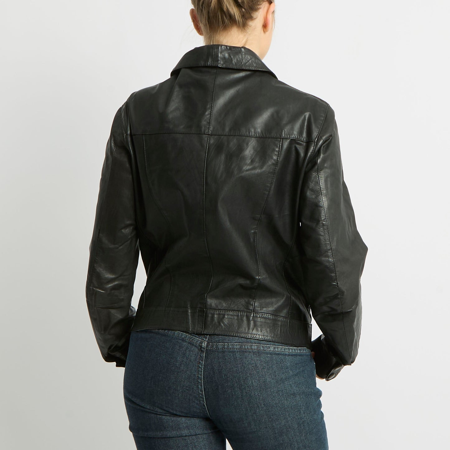 Zip Up Leather Shirt Jacket - UK 10