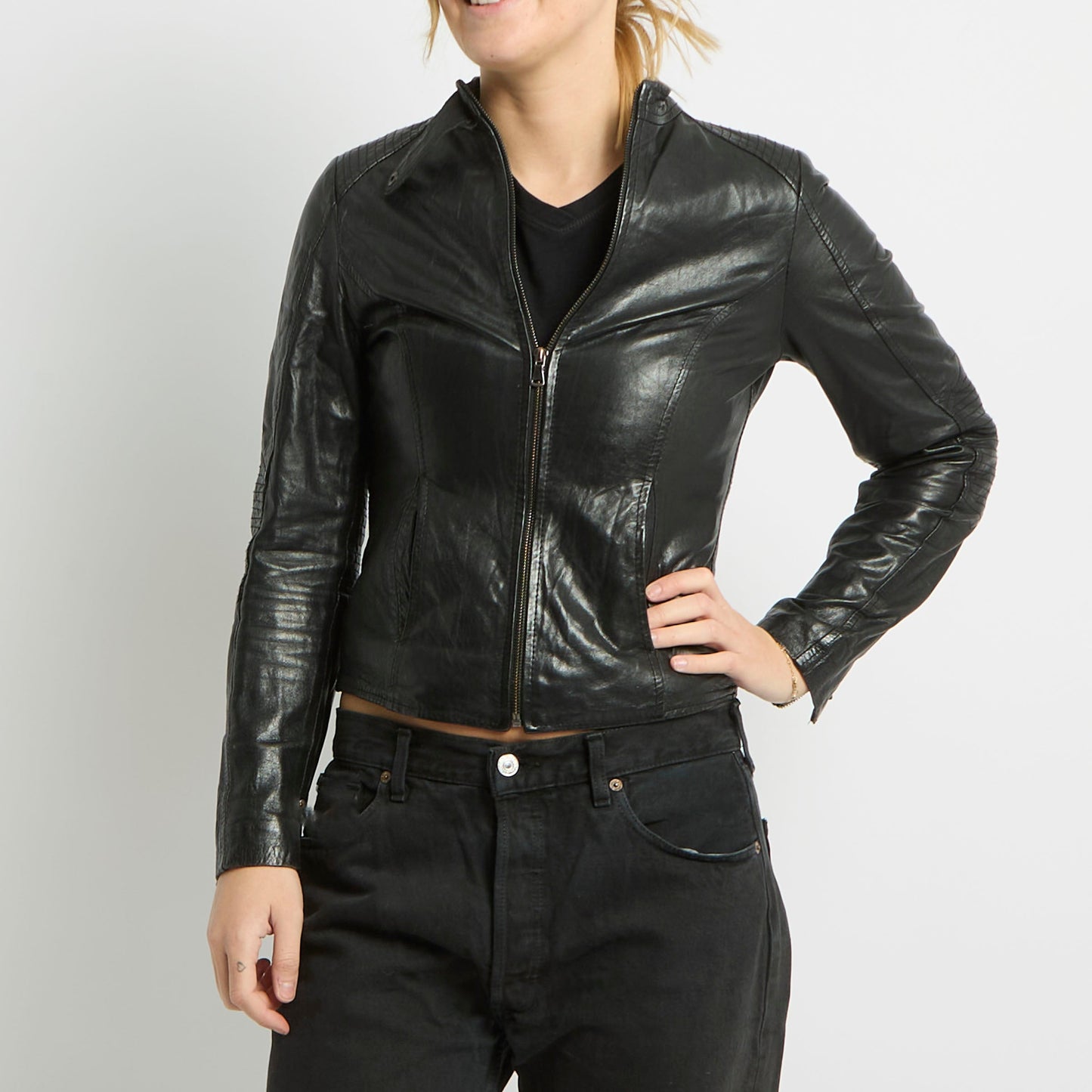 Fitted Leather Jacket - UK 10