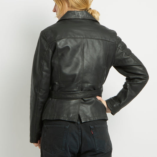 Belted Leather Jacket - UK 10