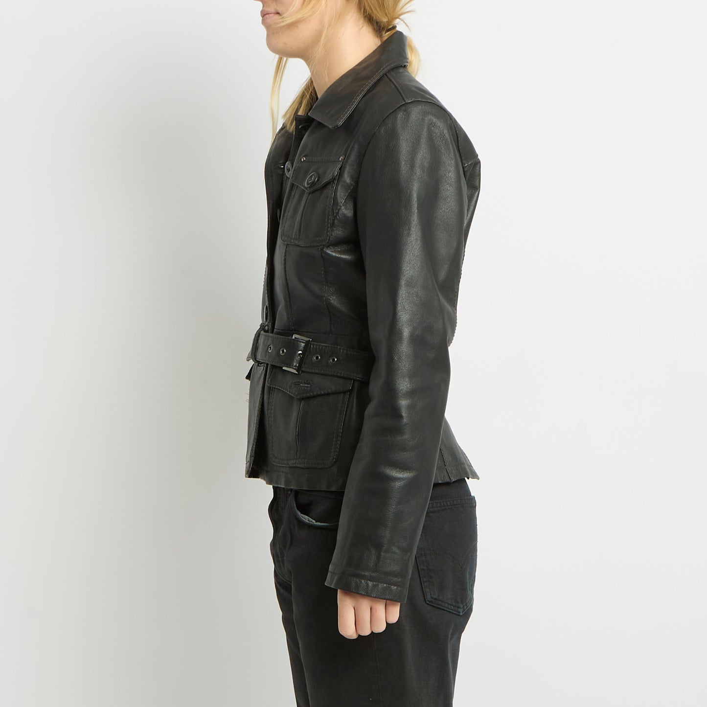 Belted Leather Jacket - UK 10