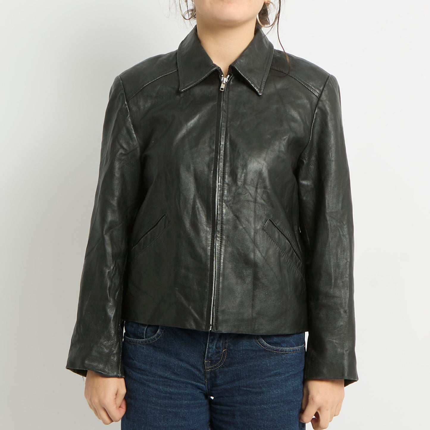 Faux Leather Zip Up Jacket - UK 10