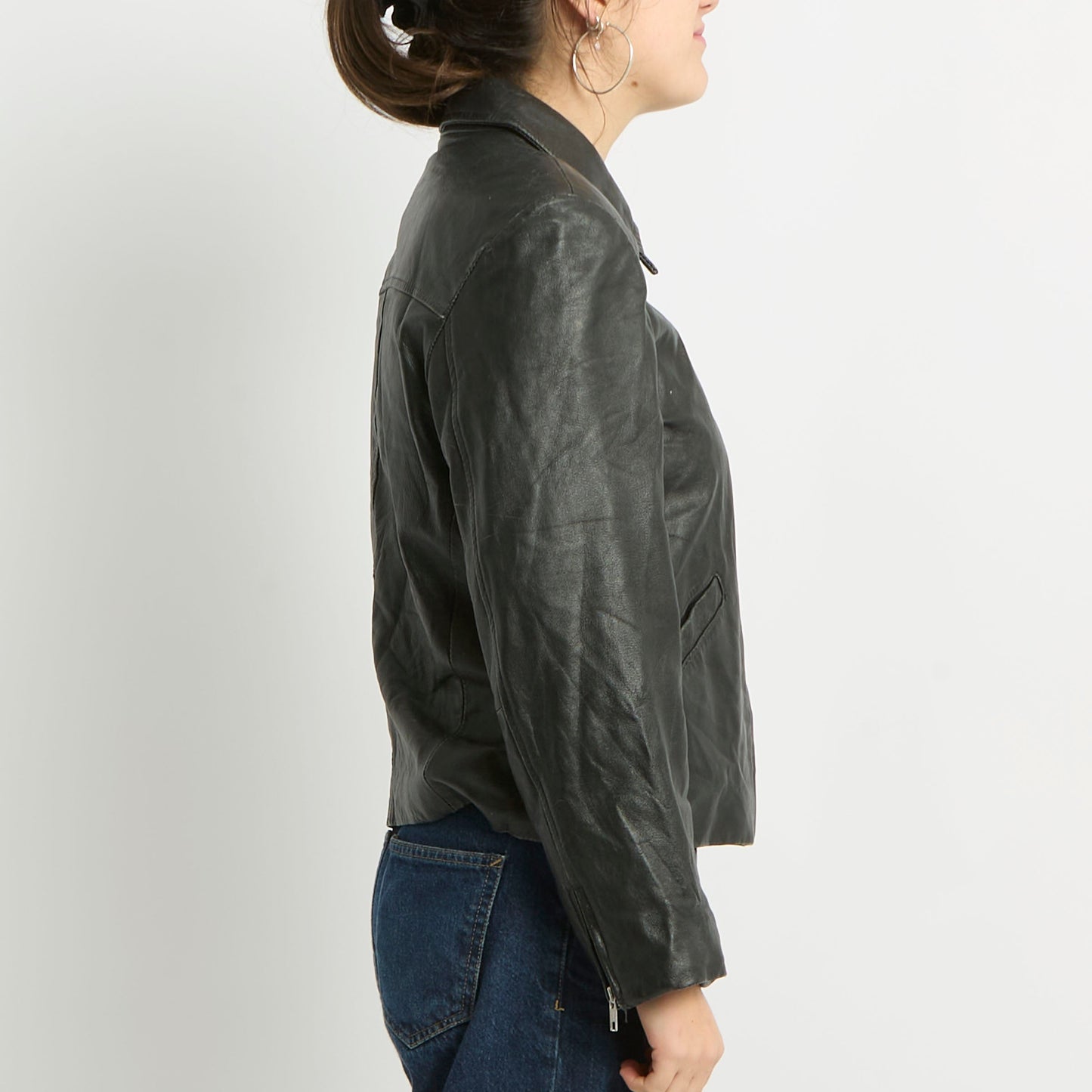 Faux Leather Zip Up Jacket - UK 10