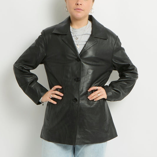 Faux Leather Blazer Jacket - UK 10