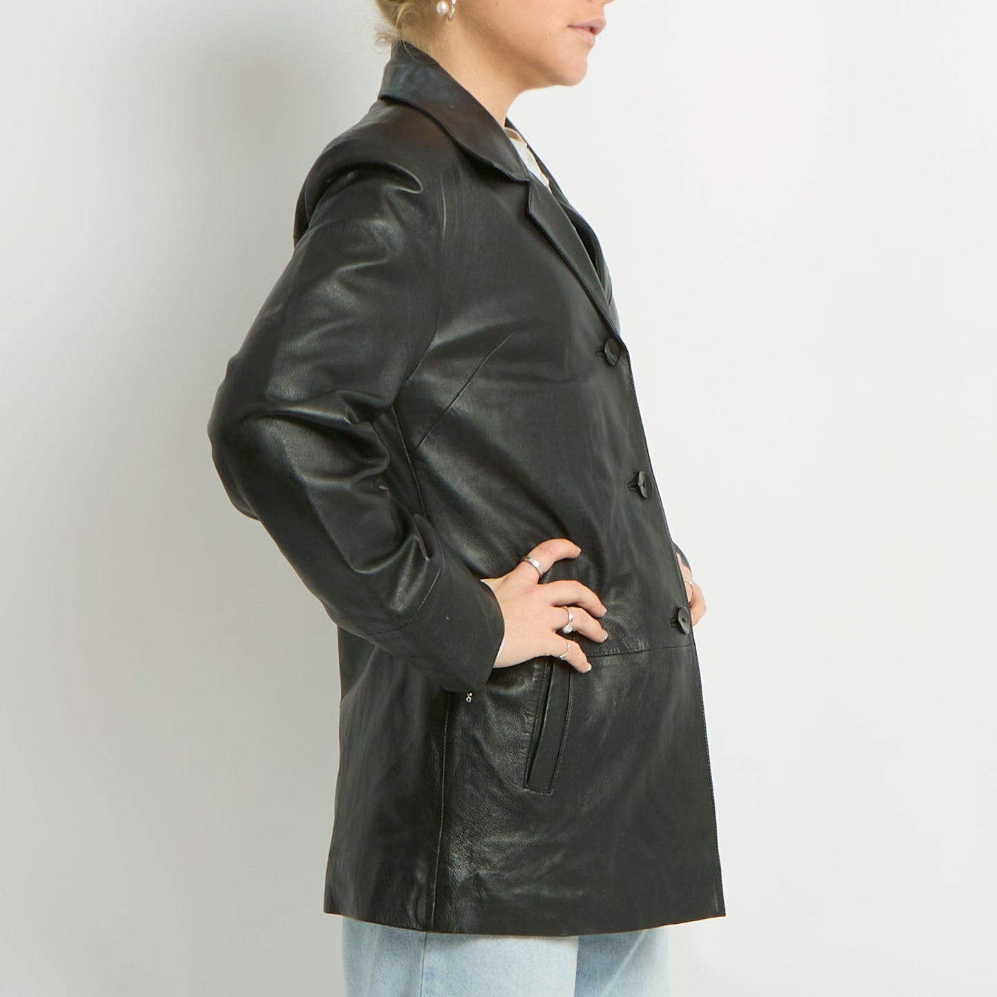 Faux Leather Blazer Jacket - UK 10