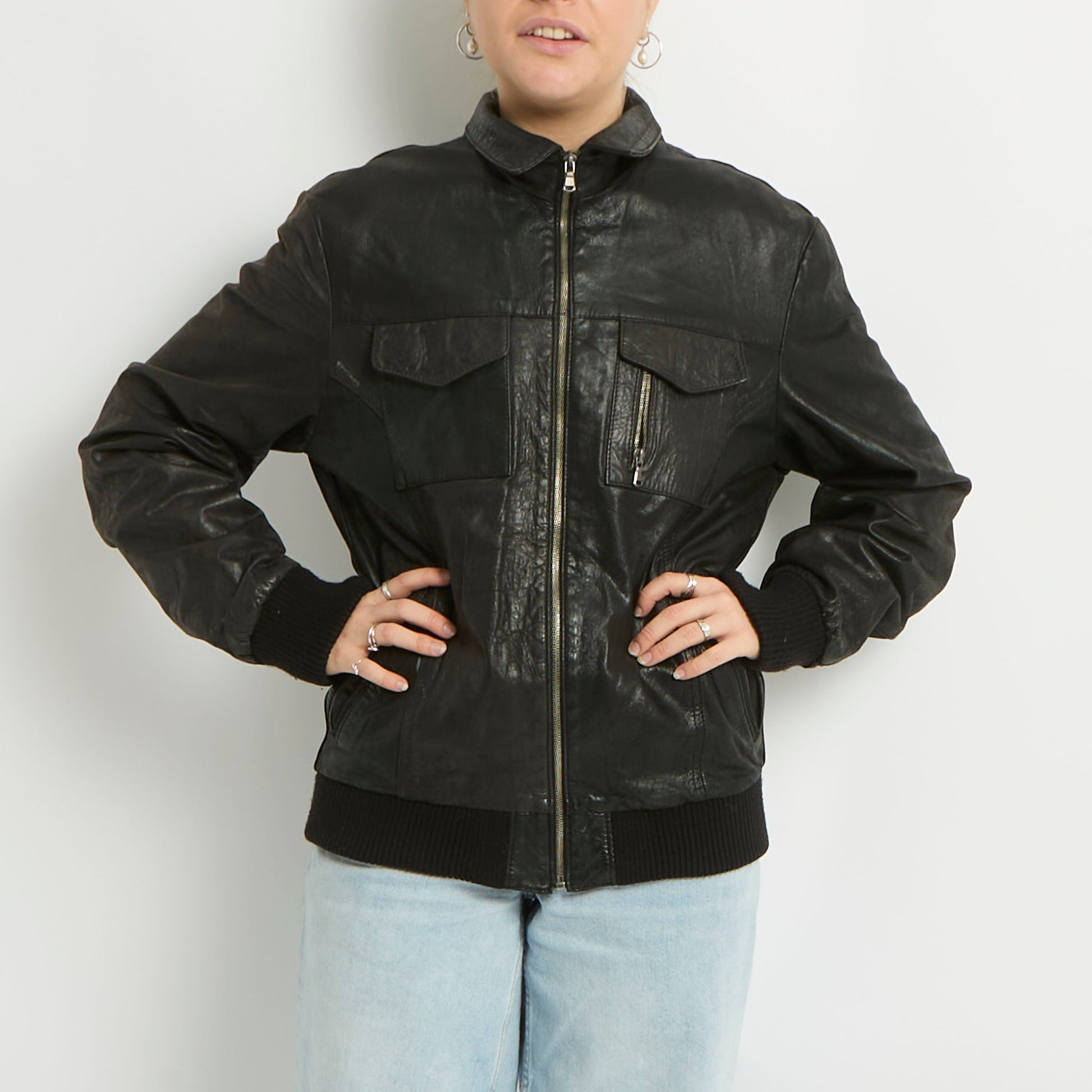 Leather Zip Up Jacket - UK 10