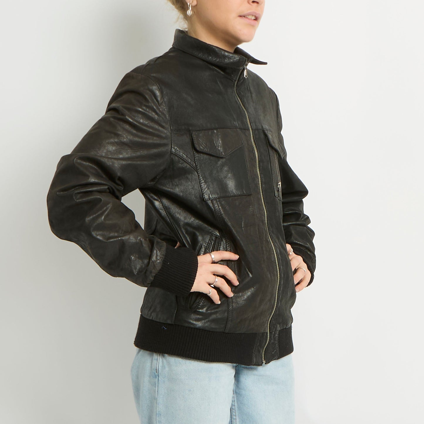 Leather Zip Up Jacket - UK 10