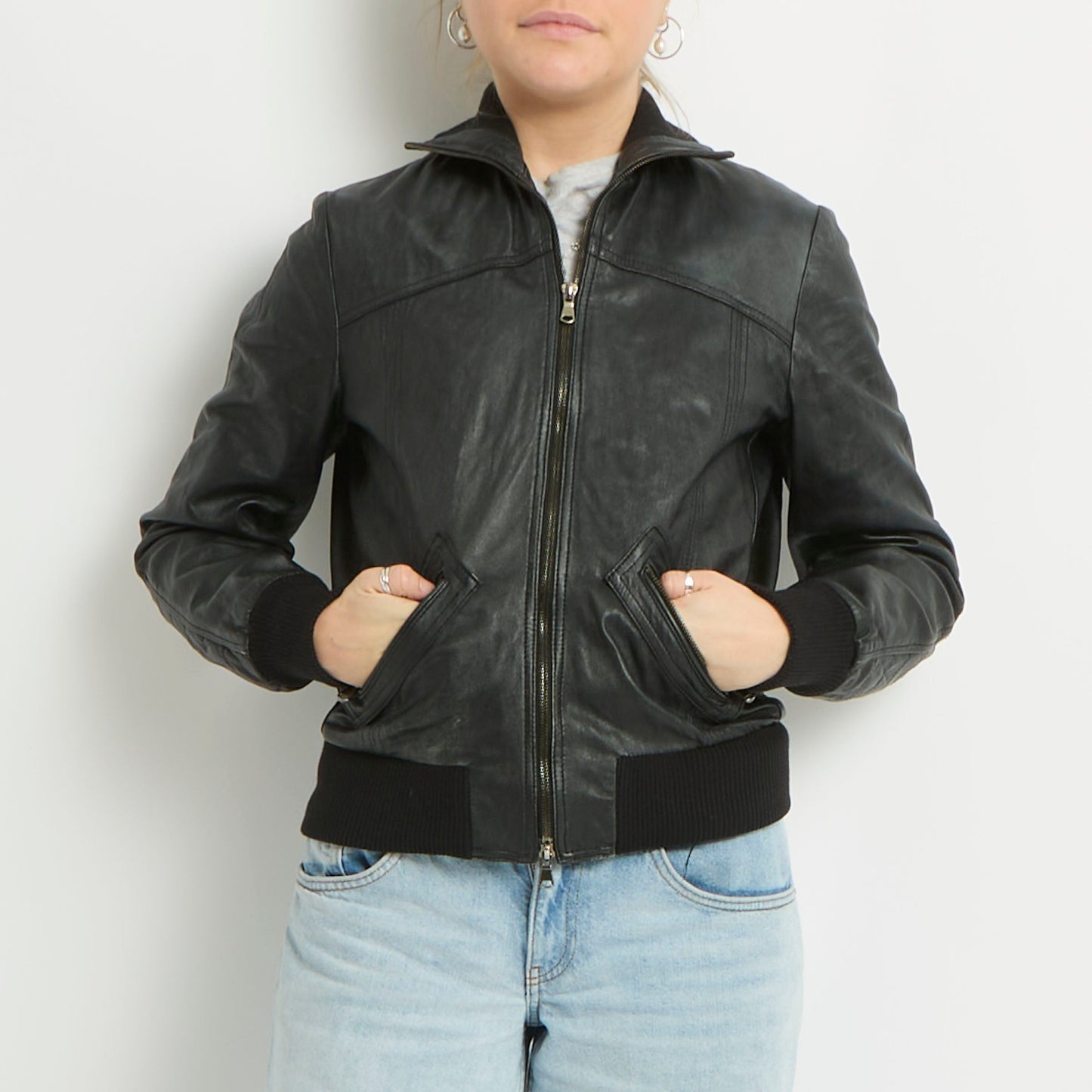 Leather Bomber Jacket - UK 10