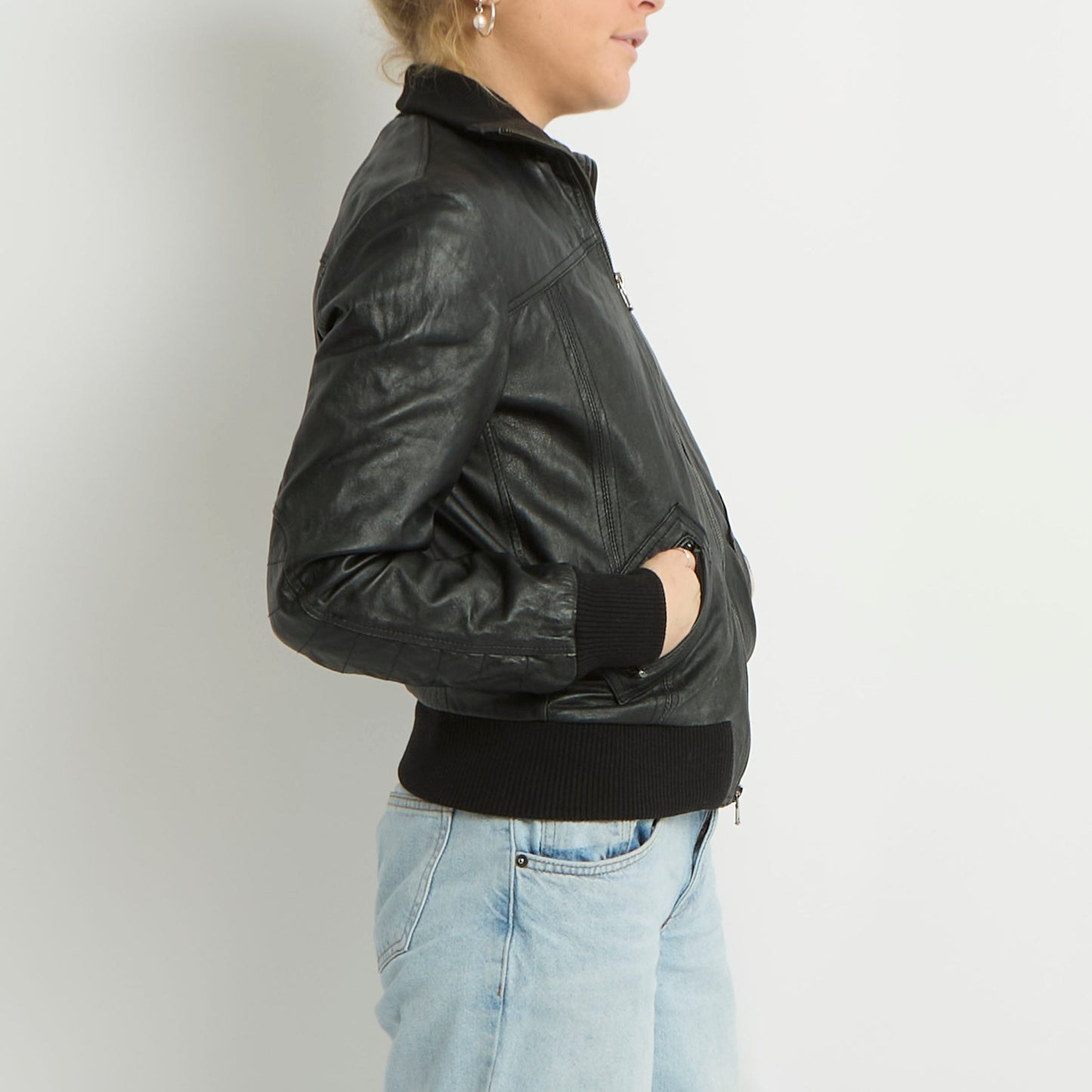 Leather Bomber Jacket - UK 10