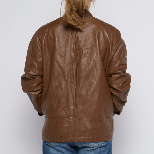 Vintage Leather Zip Through Jacket - UK 10