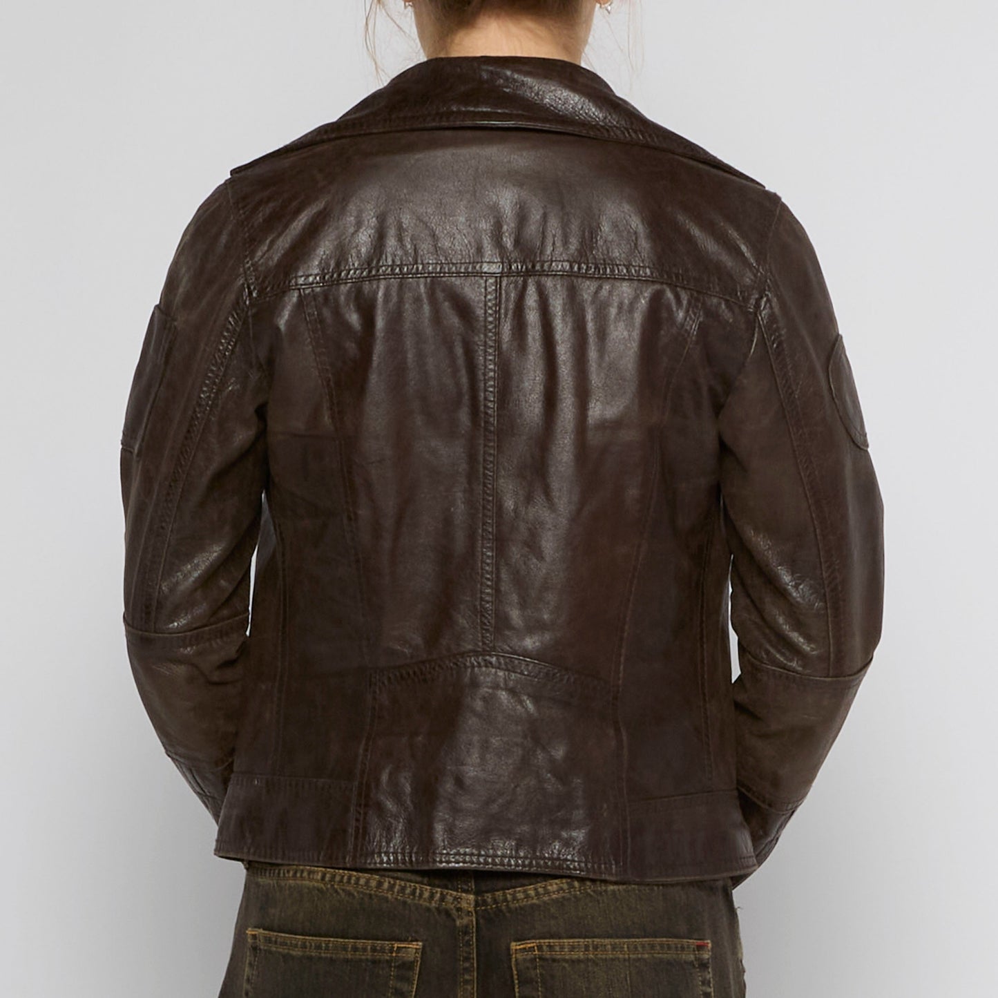 Zip Up Leather Jacket - UK 10